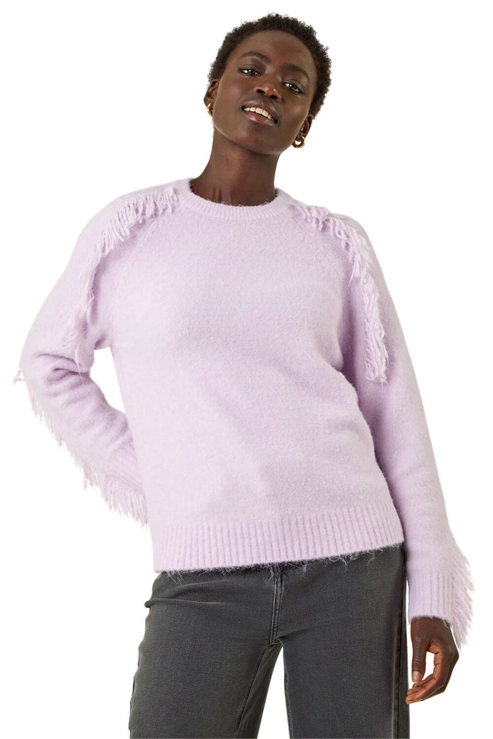 Roman Lilac Tassel Crew Neck Knit