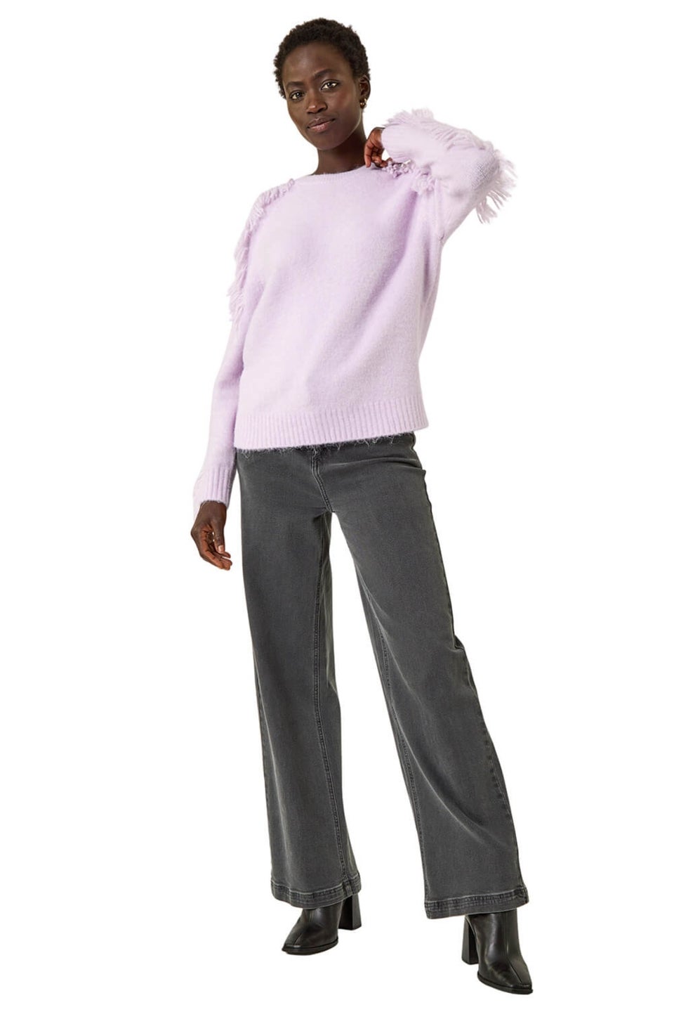 Roman Lilac Tassel Crew Neck Knit