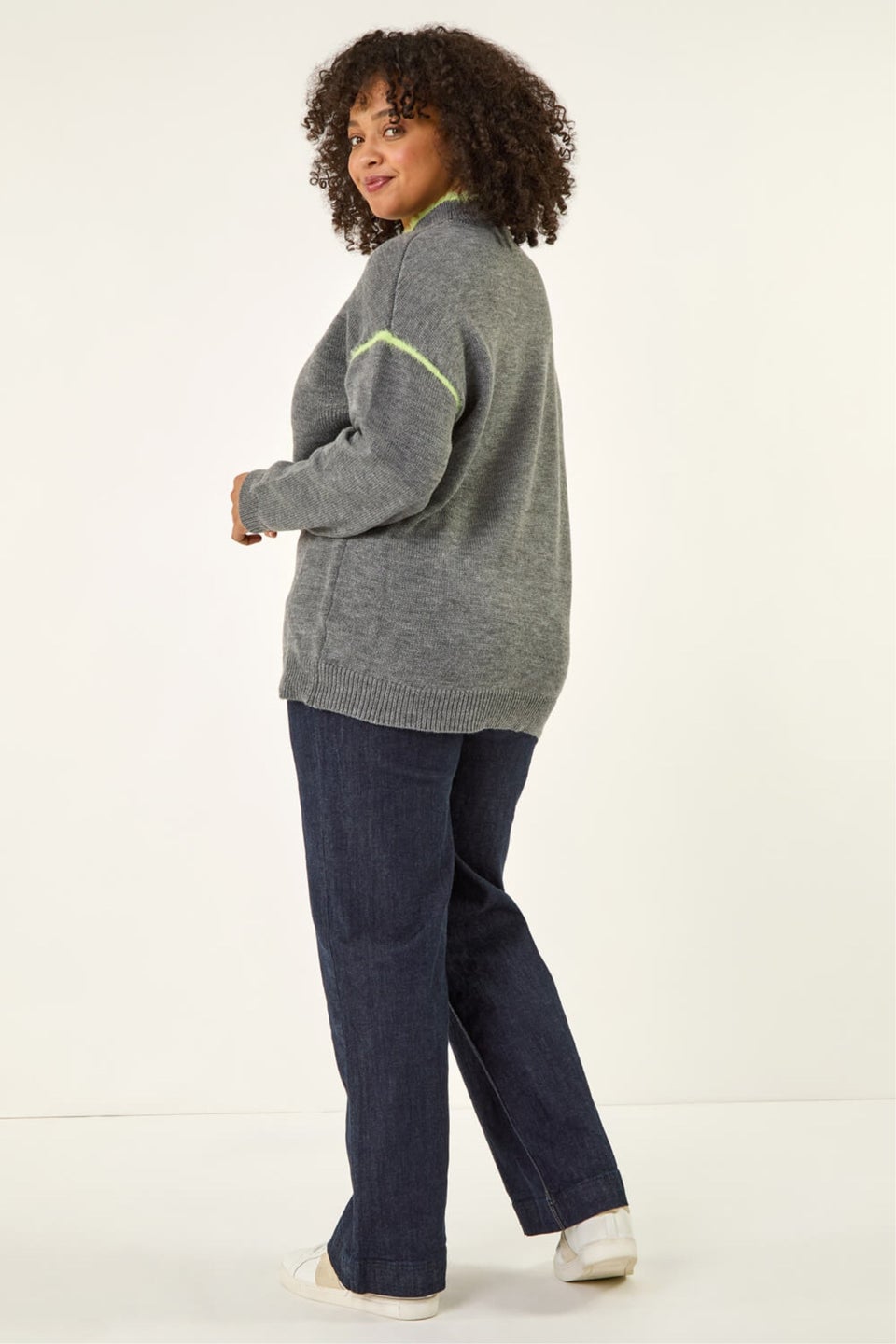 Roman Grey Curve Trim Detail Knit Jumper