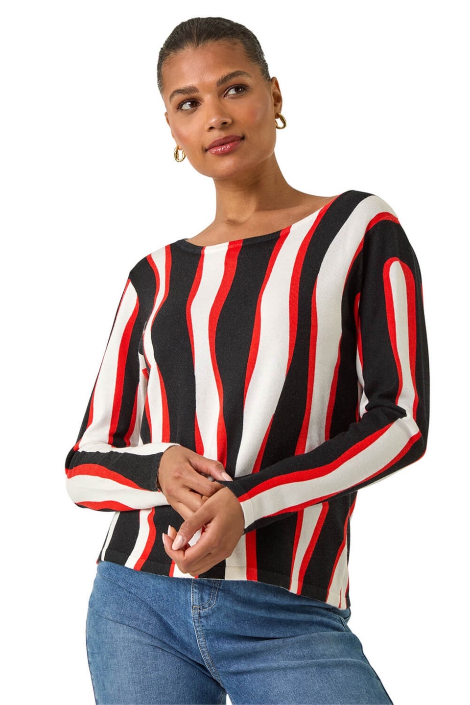 Roman Black Wave Print Knit Jumper