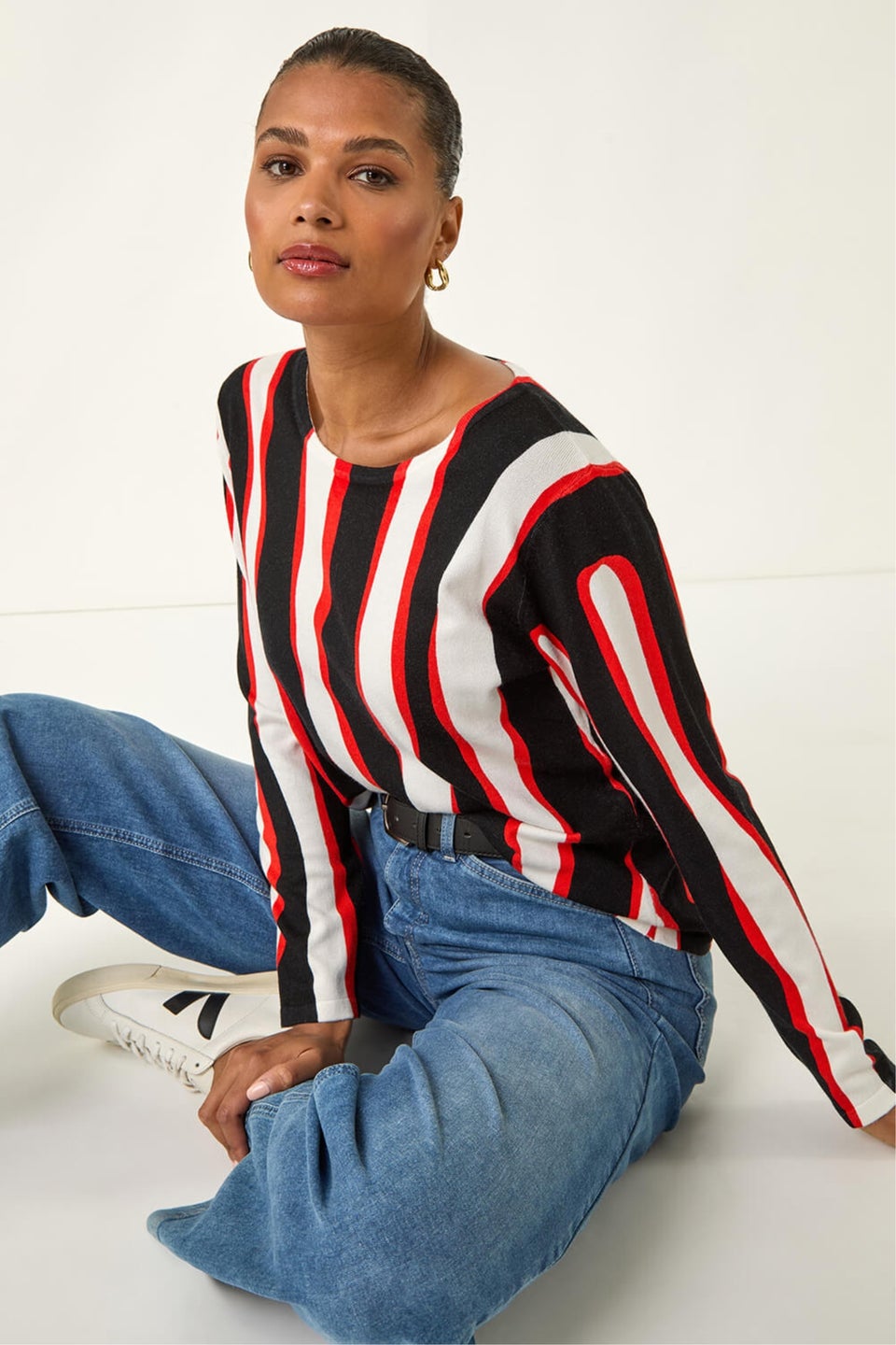Roman Black Wave Print Knit Jumper