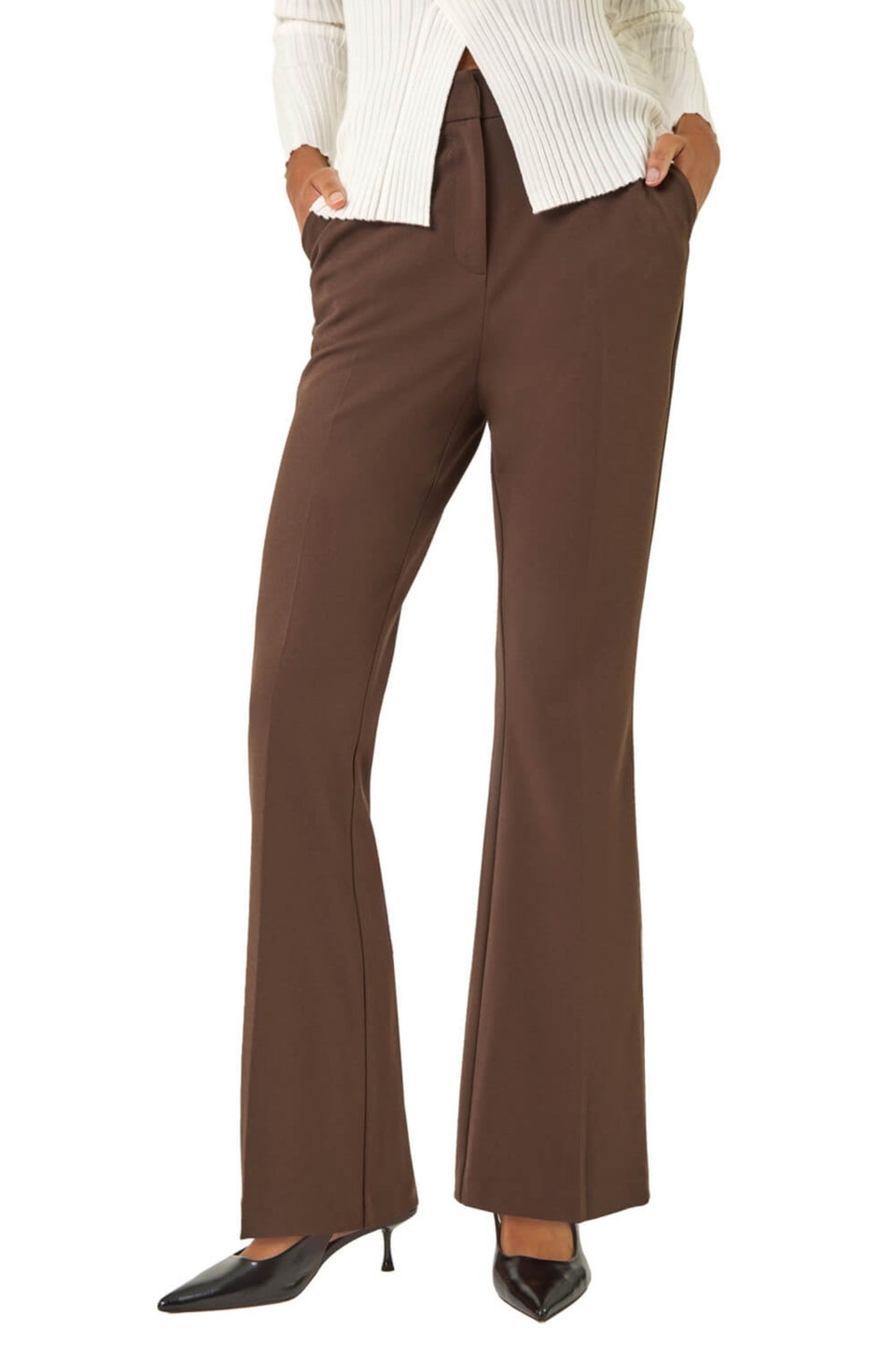 Roman Chocolate Bootcut Leg Stretch Trousers