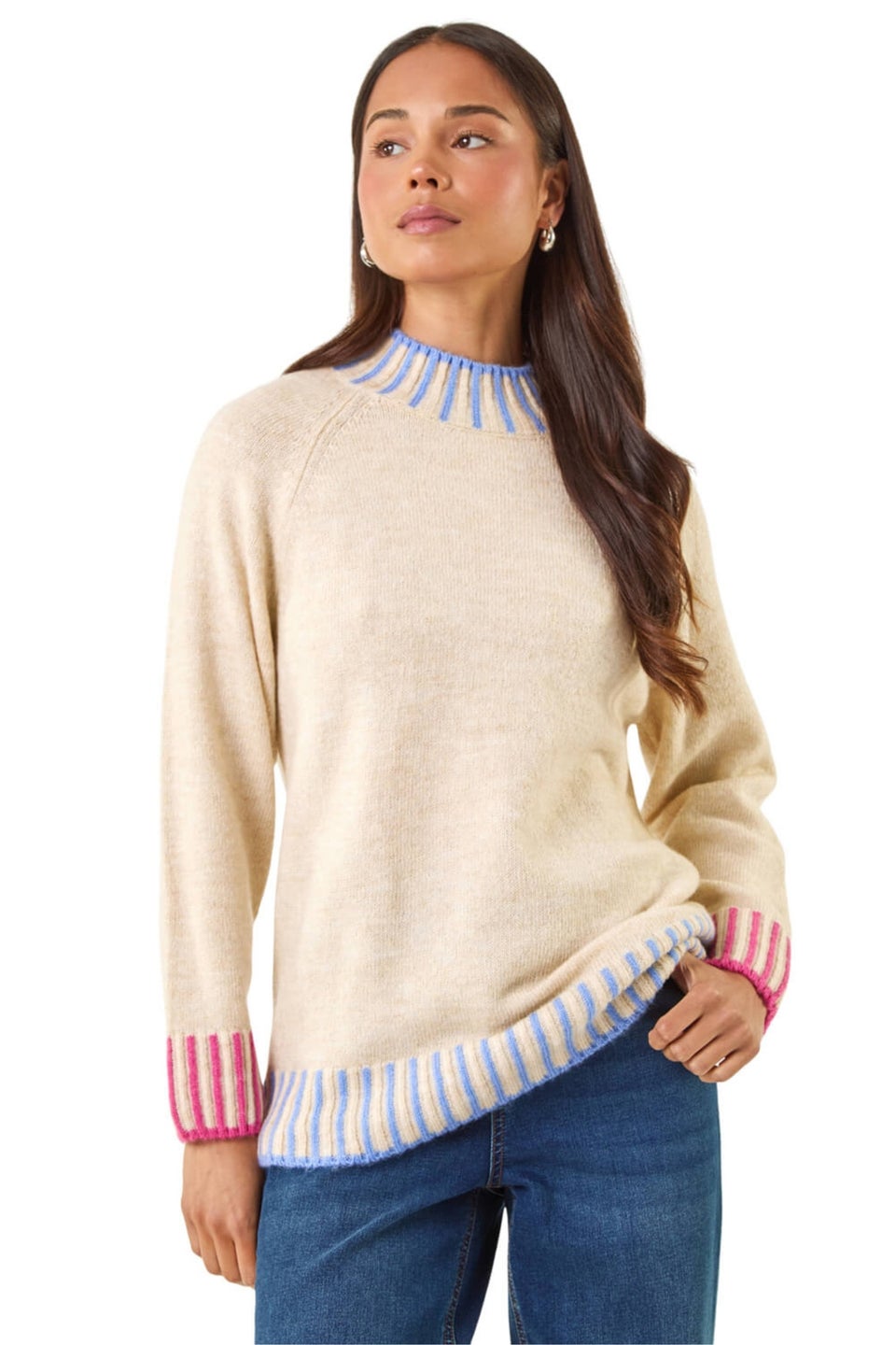Roman Stone Petite Contrast Detail Knit Jumper