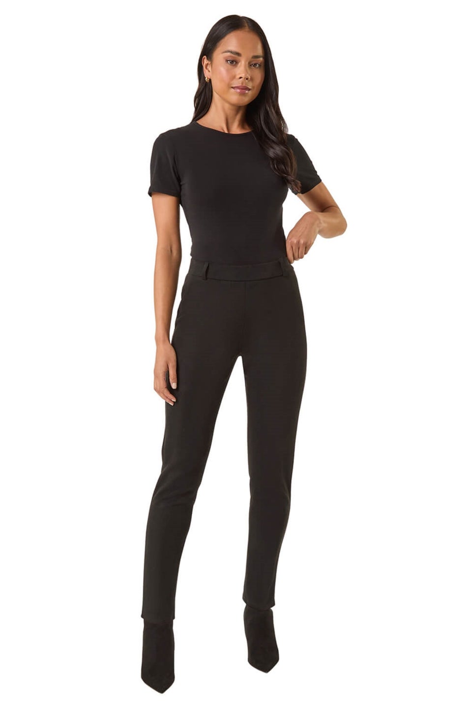 Roman Black Petite Suedette Stretch Jeggings