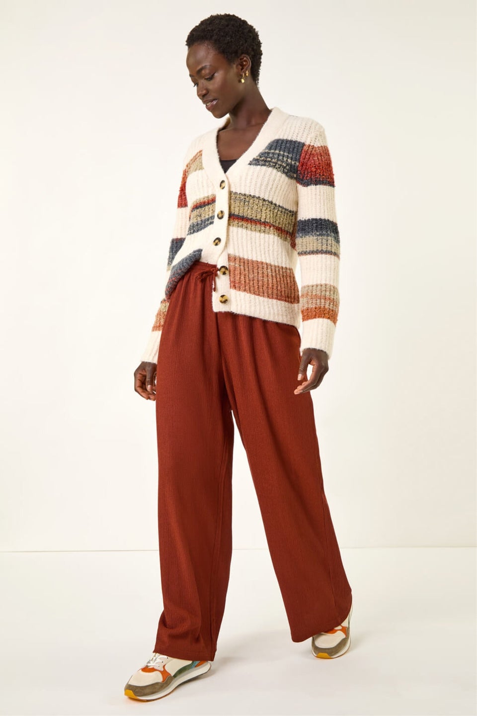 Roman Rust Crinkle Texture Tie Front Trouser