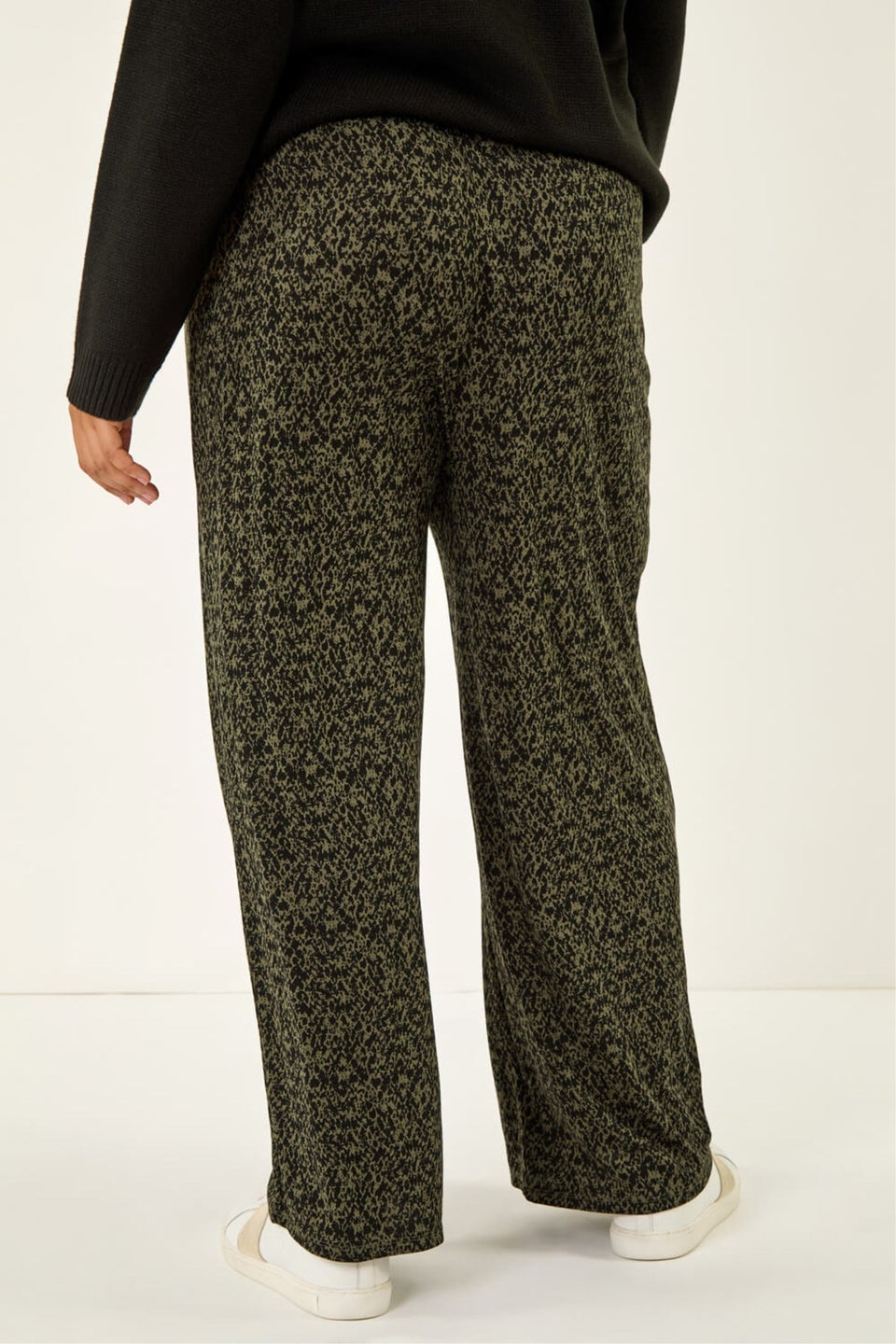 Roman Khaki Curve Paisley Wide Leg Culottes