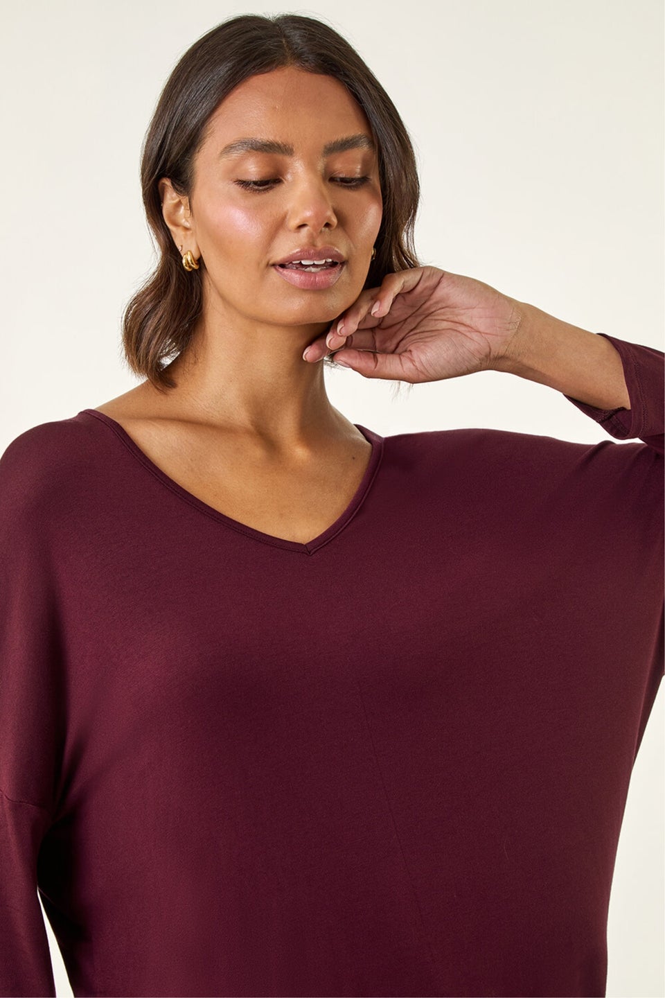 Roman Burgundy V-Neck Jersey Stretch T-Shirt