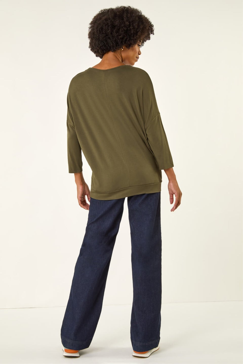 Roman Khaki V-Neck Jersey Stretch T-Shirt