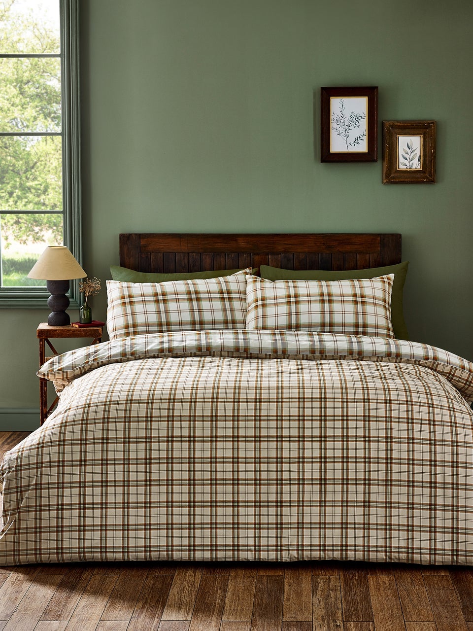 Catherine Lansfield Kelso Check Reversible Duvet Cover Set Burnt Orange