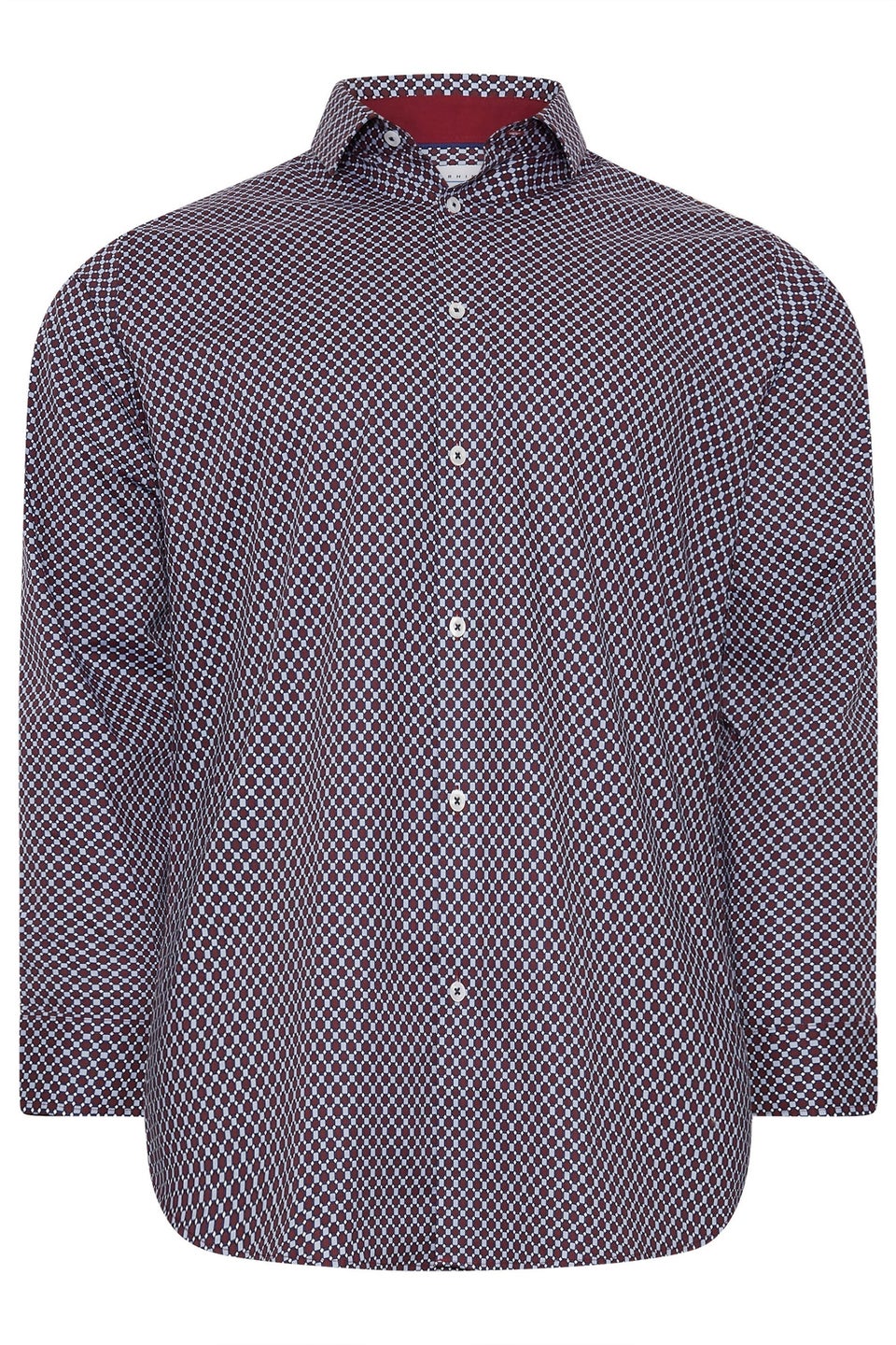 BadRhino Tailoring Navy Blue & Red Geometric Print Formal Shirt