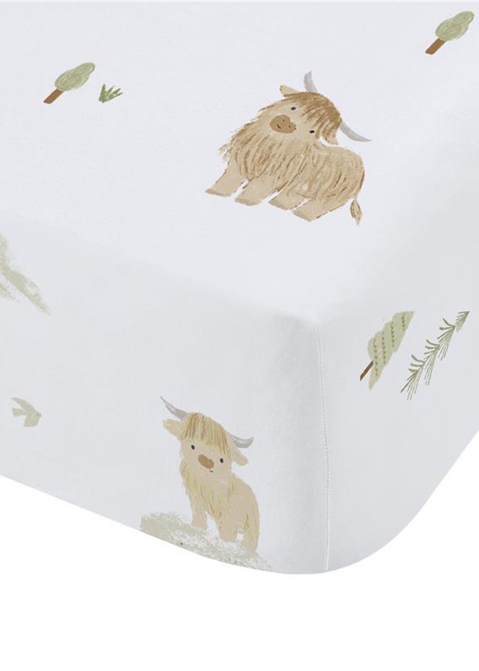 Bianca Fine Linens Mini Moo Cow Cotton Fitted Sheet White