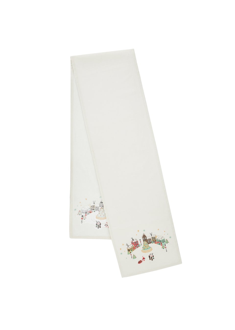 Catherine Lansfield Christmas Town Cotton Dining Table Runner Natural