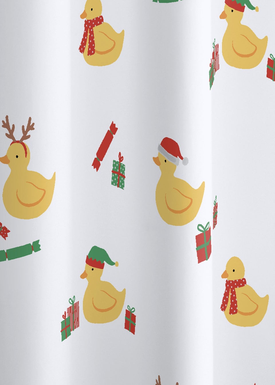 Catherine Lansfield Christmas Quacker Shower Curtain White