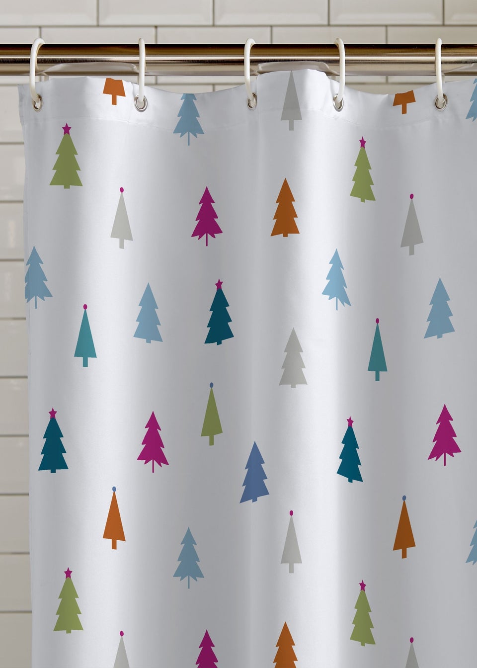 Catherine Lansfield Christmas Tree Shower Curtain White