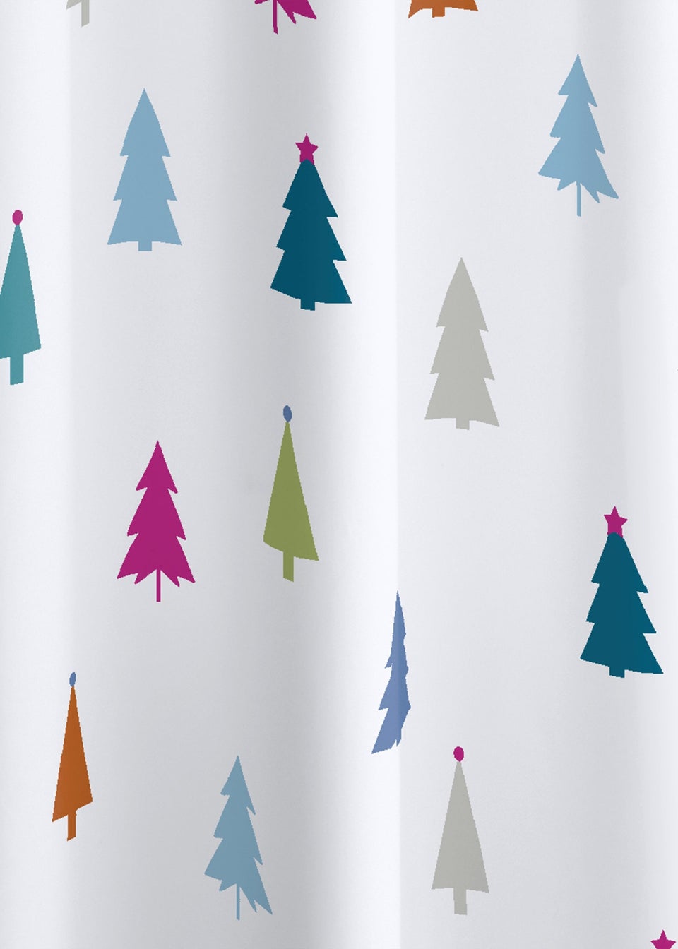 Catherine Lansfield Christmas Tree Shower Curtain White