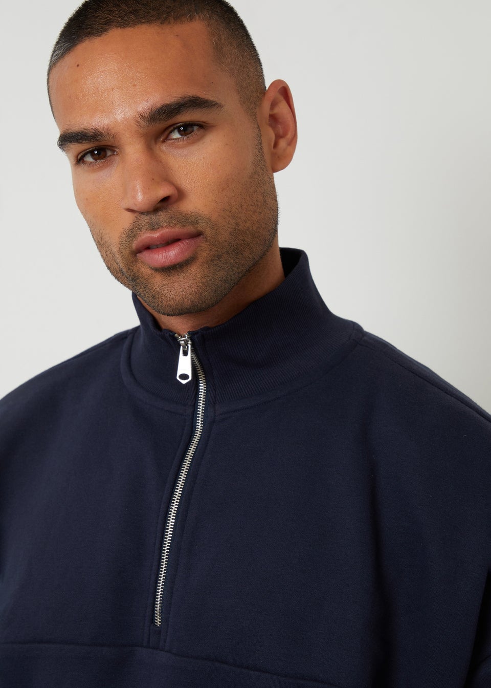 Threadbare Navy Half Zip Sweatshirt