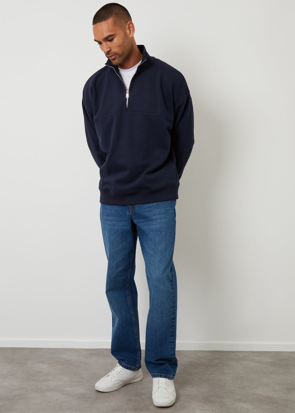 Threadbare Navy Half Zip Sweatshirt