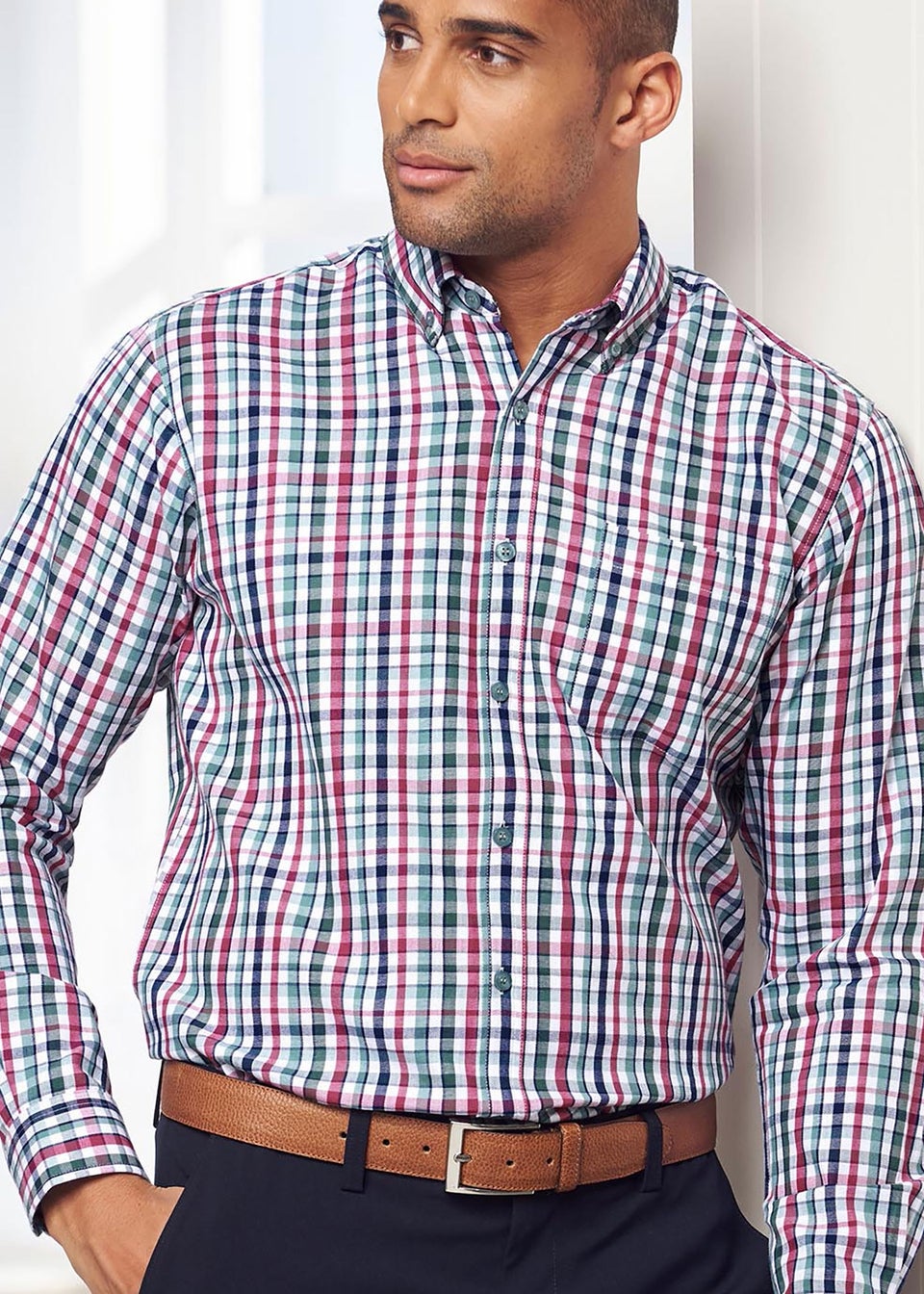Cotton Traders Dark Rose Luxury Classic Long Sleeve Shirt
