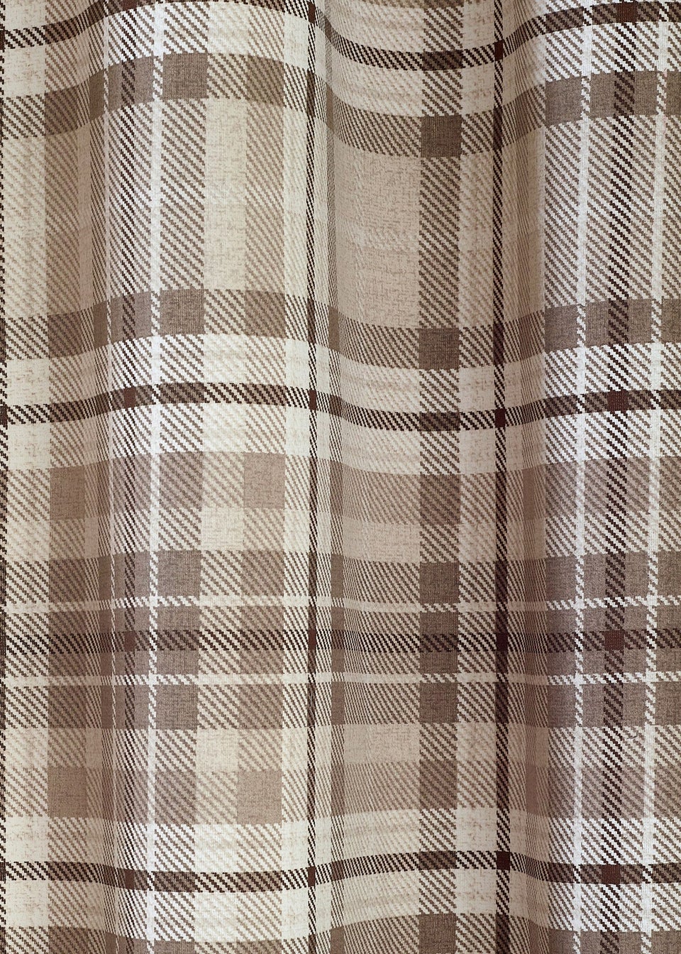 Catherine Lansfield Natural Cullen Thermal Check Brushed Cotton Eyelet Curtains