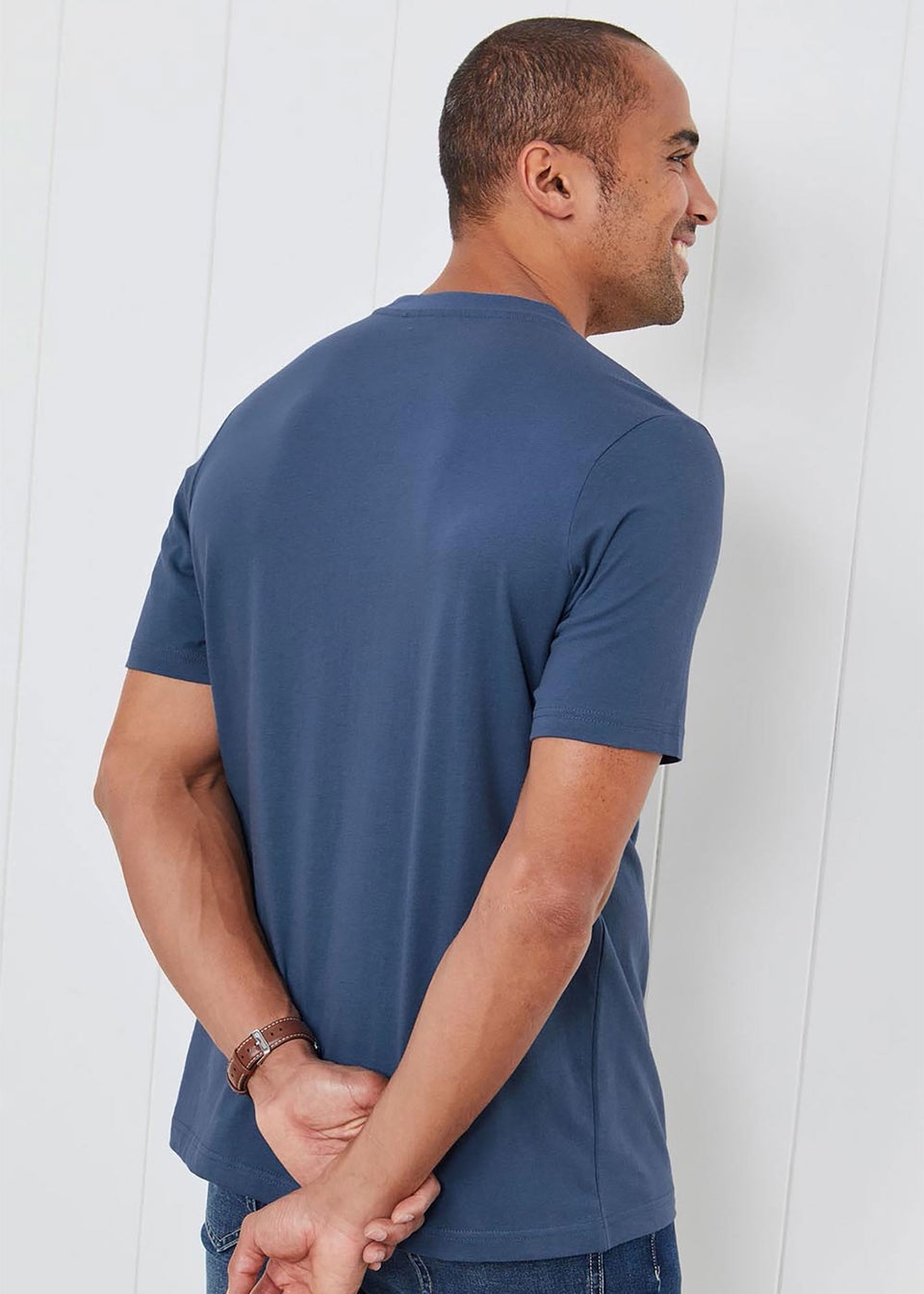 Cotton Traders Steel Blue Crew Neck T-Shirt