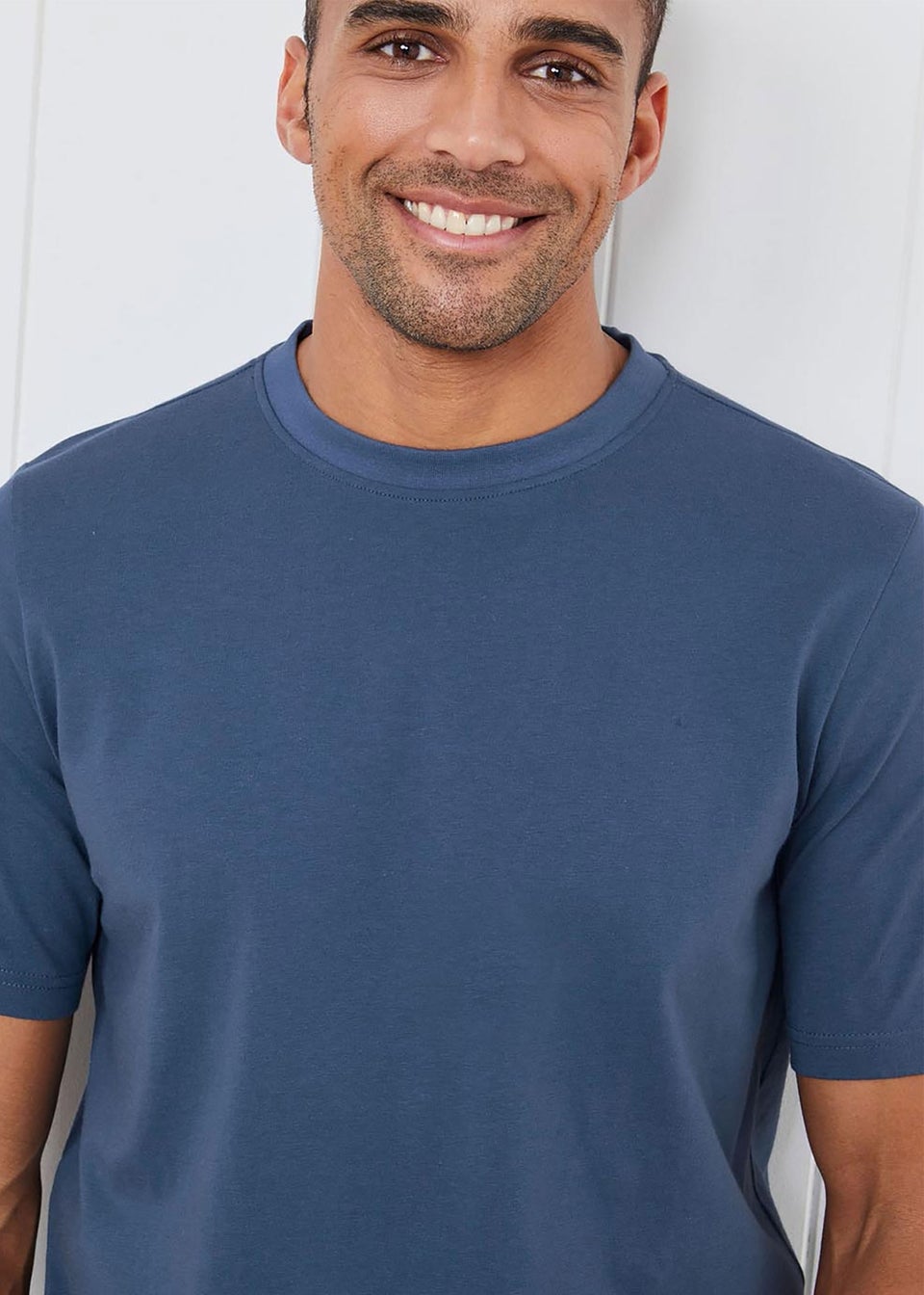 Cotton Traders Steel Blue Crew Neck T-Shirt