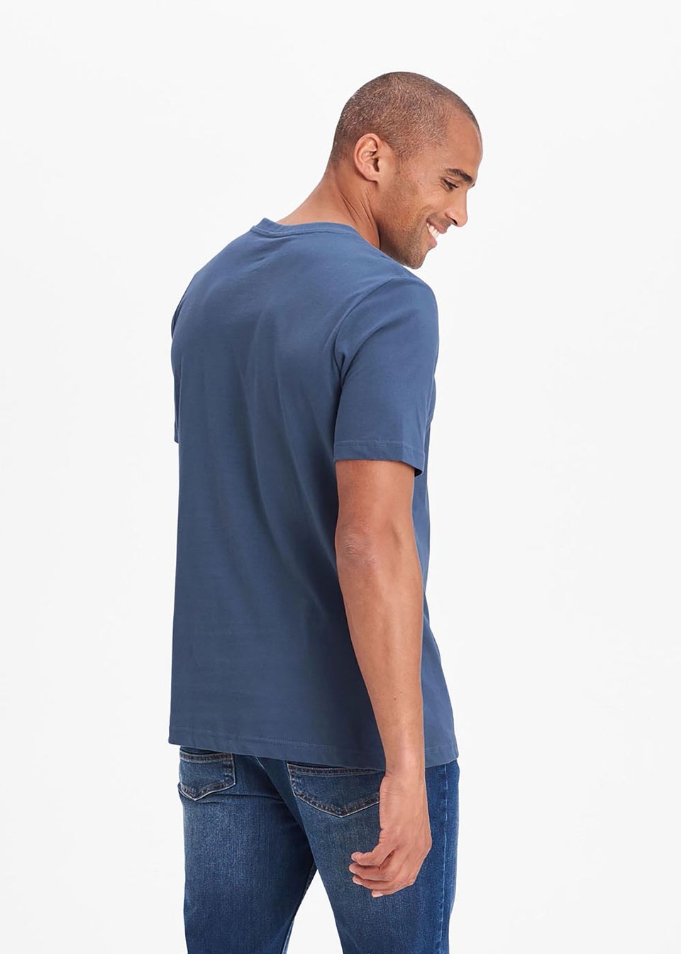 Cotton Traders Steel Blue V Neck T-Shirt