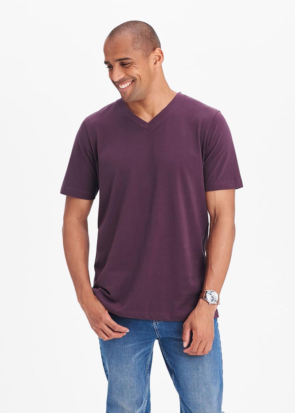 Cotton Traders Deep Violet V Neck T-Shirt