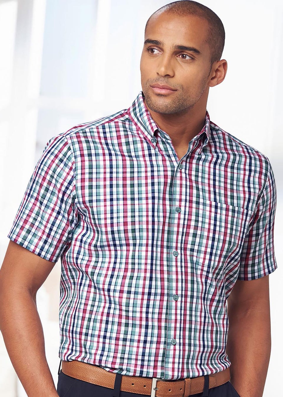 Cotton Traders Dark Rose Luxury Classic Short Sleeve Shirt