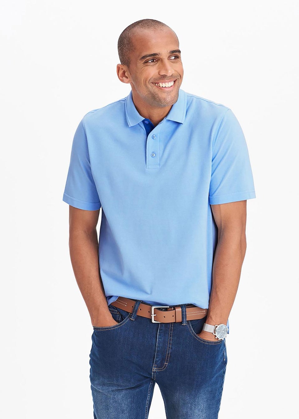 Cotton Traders Blue Frost Short Sleeve Polo Shirt