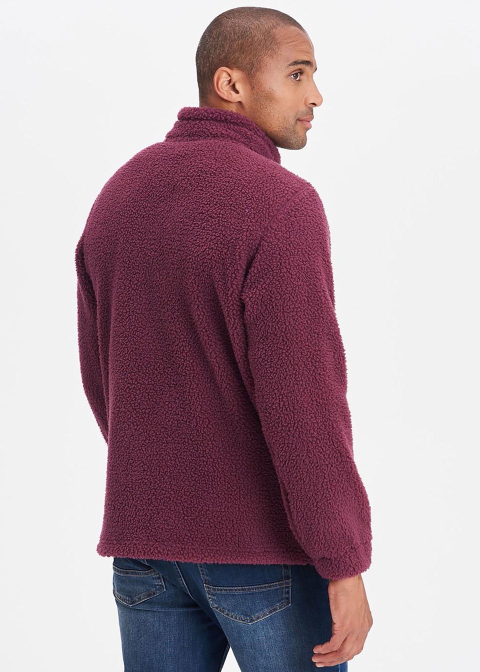 Cotton Traders Burgundy Sherpa Fleece Jacket