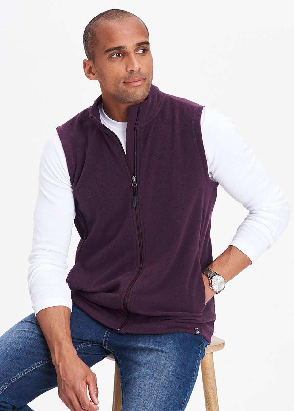 Cotton Traders Deep Violet Recylced Microfleece Gilet