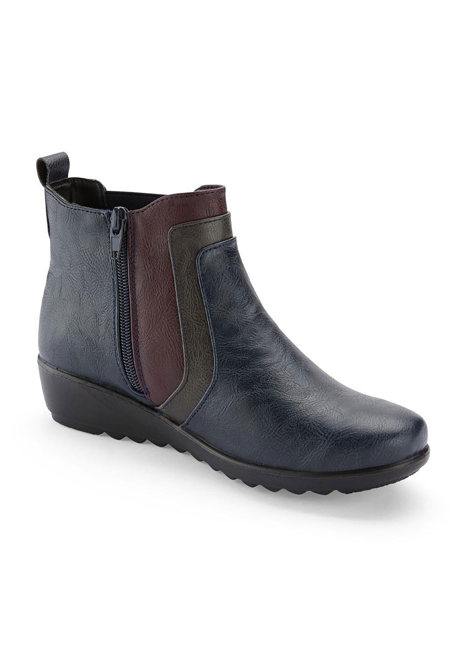 Cotton Traders Blue Stone Flexisole Patchwork Boots