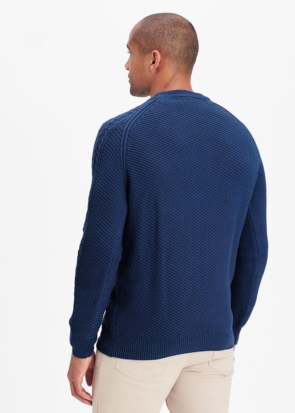 Cotton Traders Dark Sky Cotton Textured Cable Crew Neck Jumper