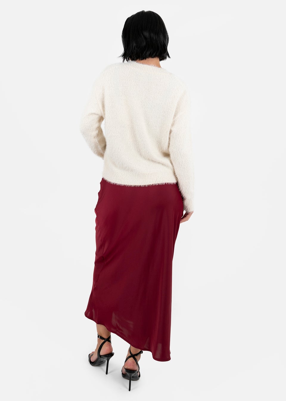 Lovedrobe Ivory Eyelash Knit Cardigan with Velvet Bow Detail