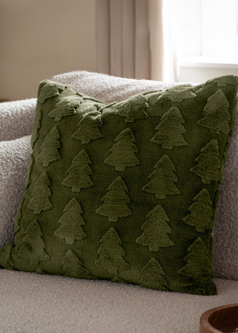 Furn Pines Faux Fur Forest Green Cushion