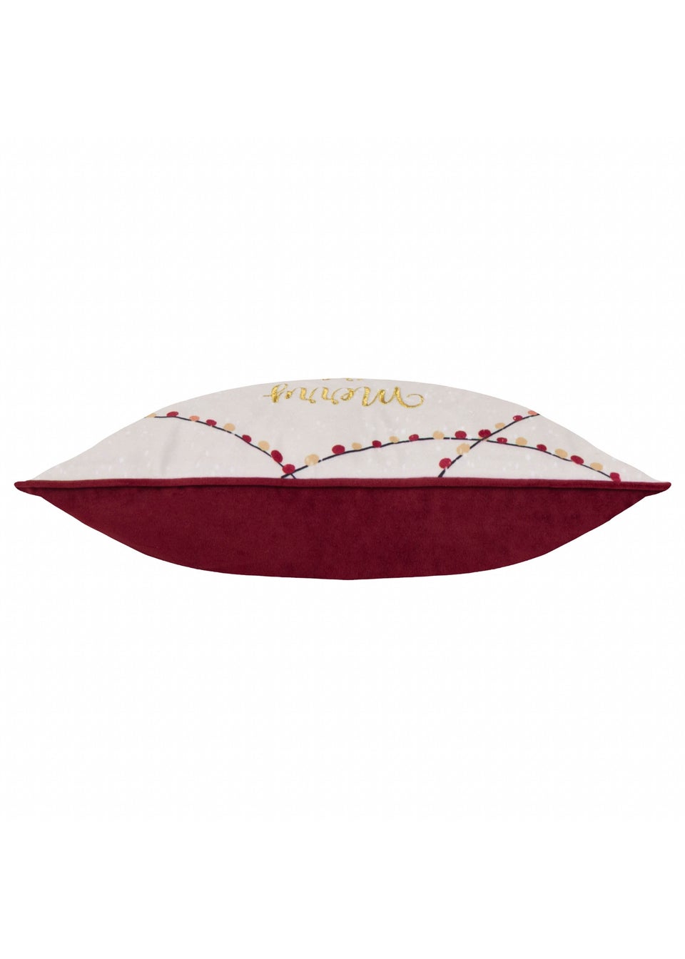 Furn Joy To All Embroidered Velvet Snow Berry Cushion