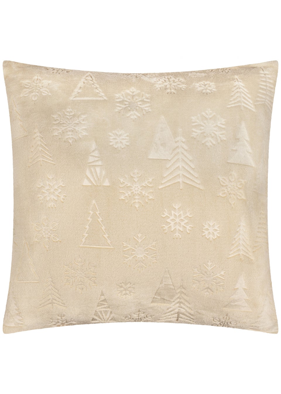 Furn Festive Time Embossed Fleece Natural Cushion