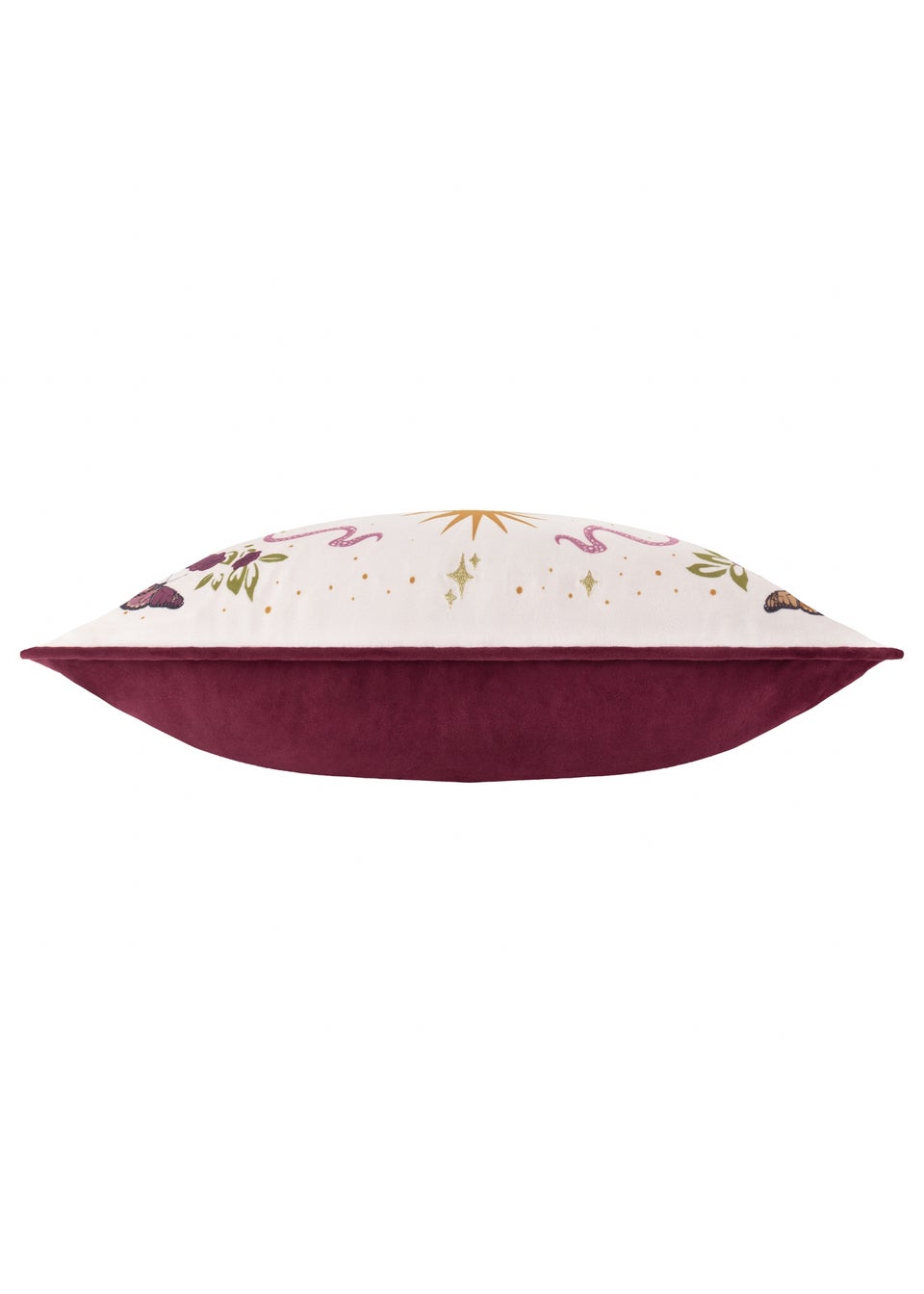Furn Good Witch Embroidered Velvet Angel White Cushion