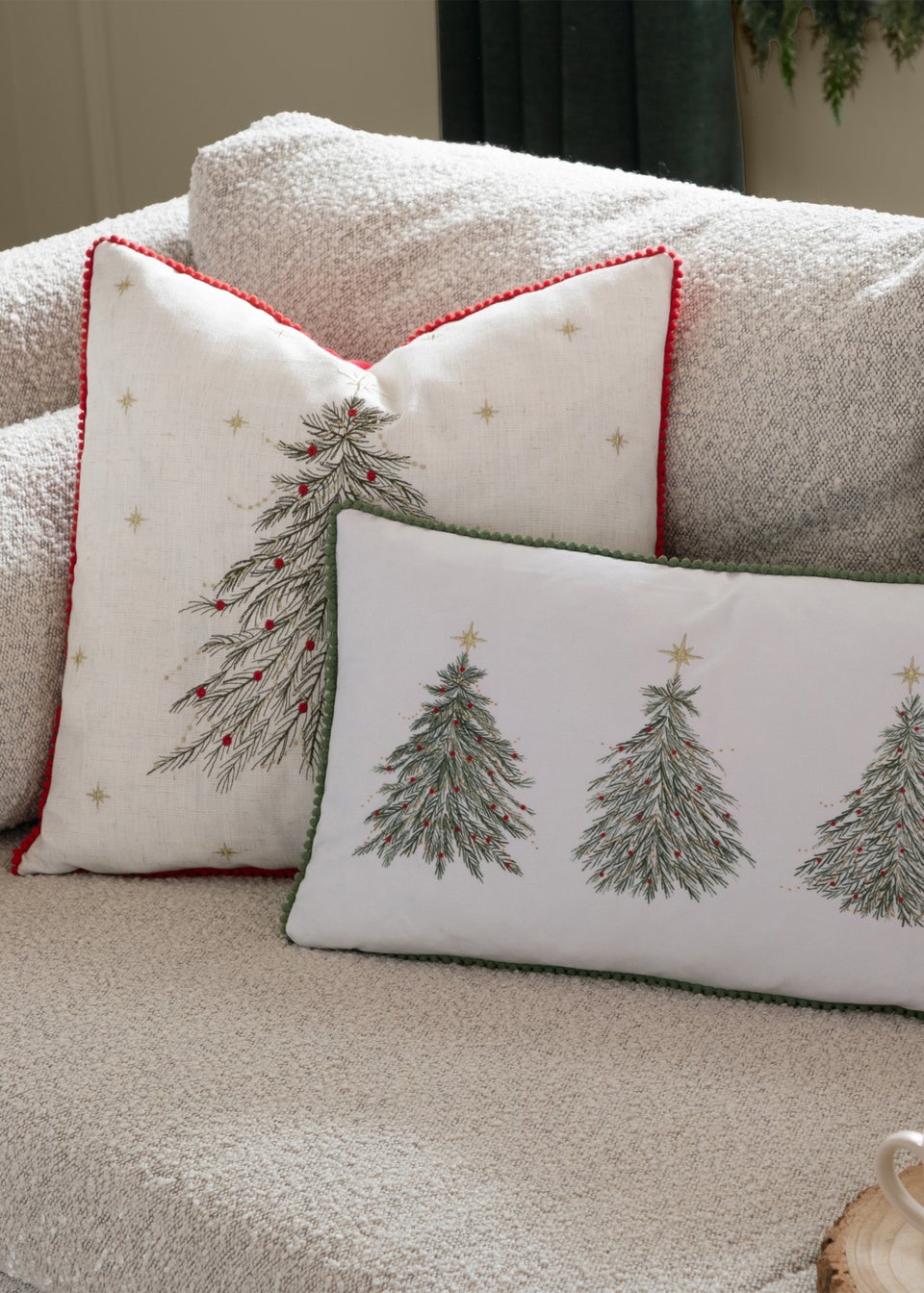 Wylder Nature Twinkling Tree Embroidered Natural Cushion