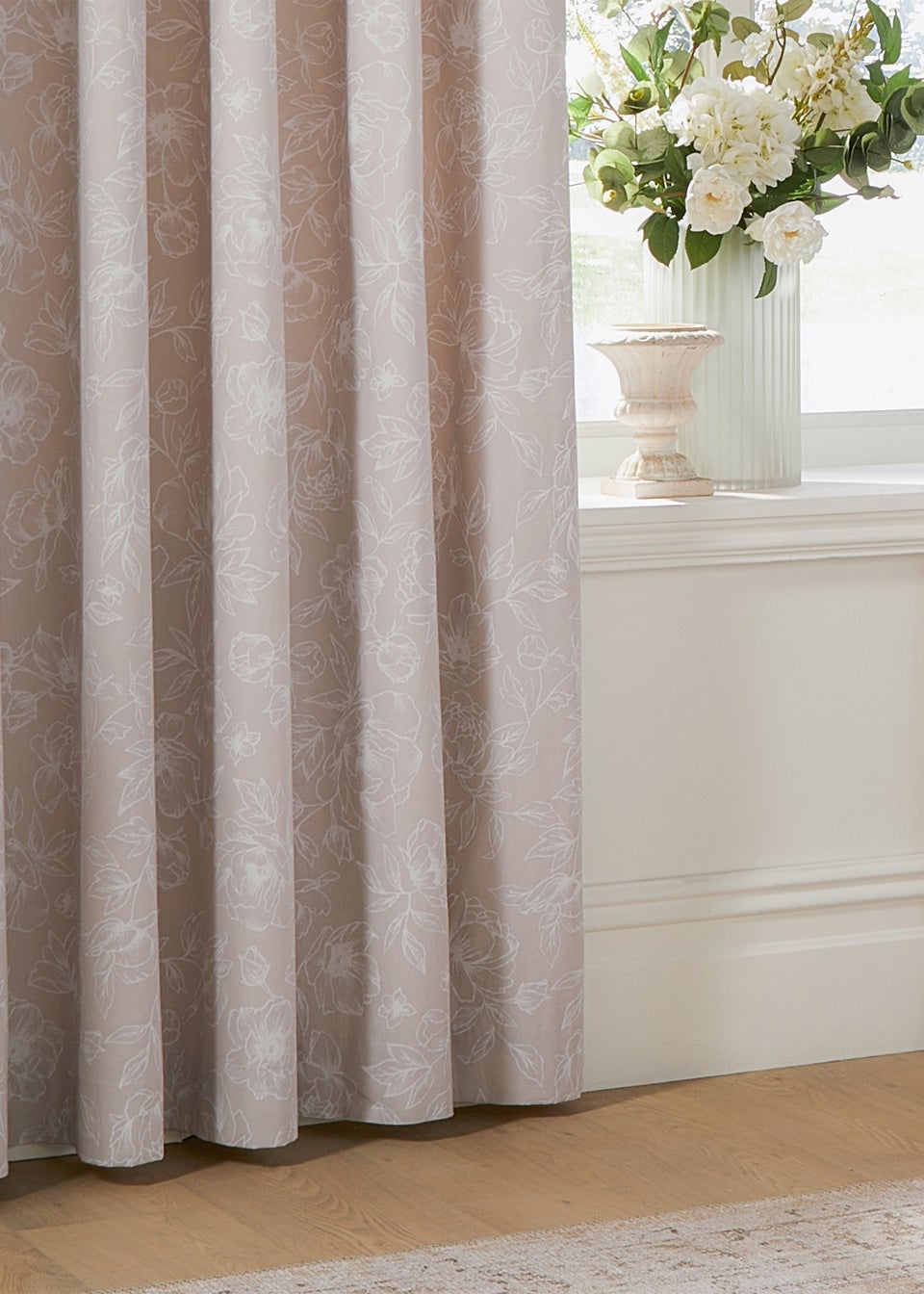 Wylder Nature Bella Floral Lined Natural Eyelet Curtain Pair