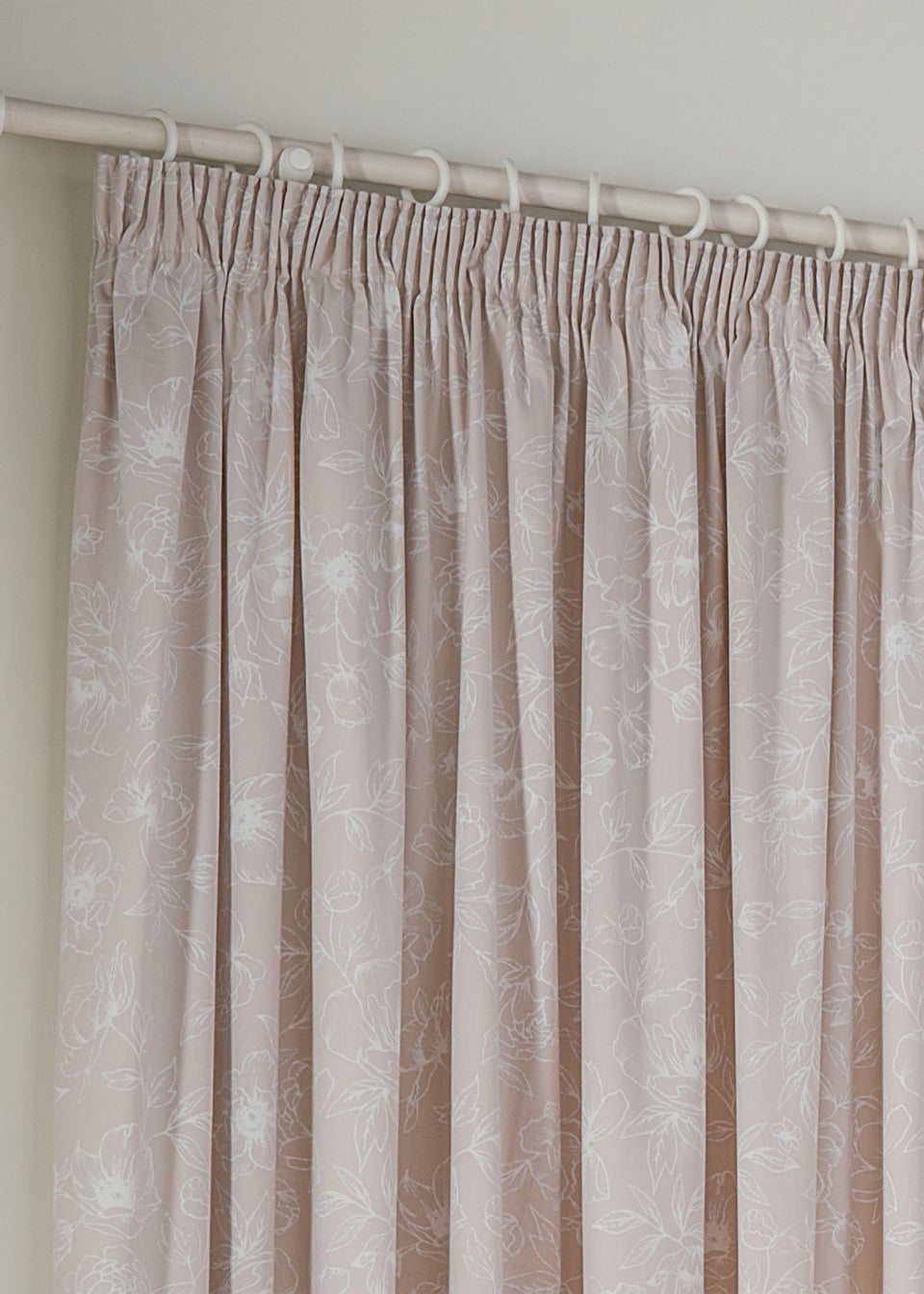 Wylder Nature Bella Floral Lined Natural Pencil Pleat Curtain Pair