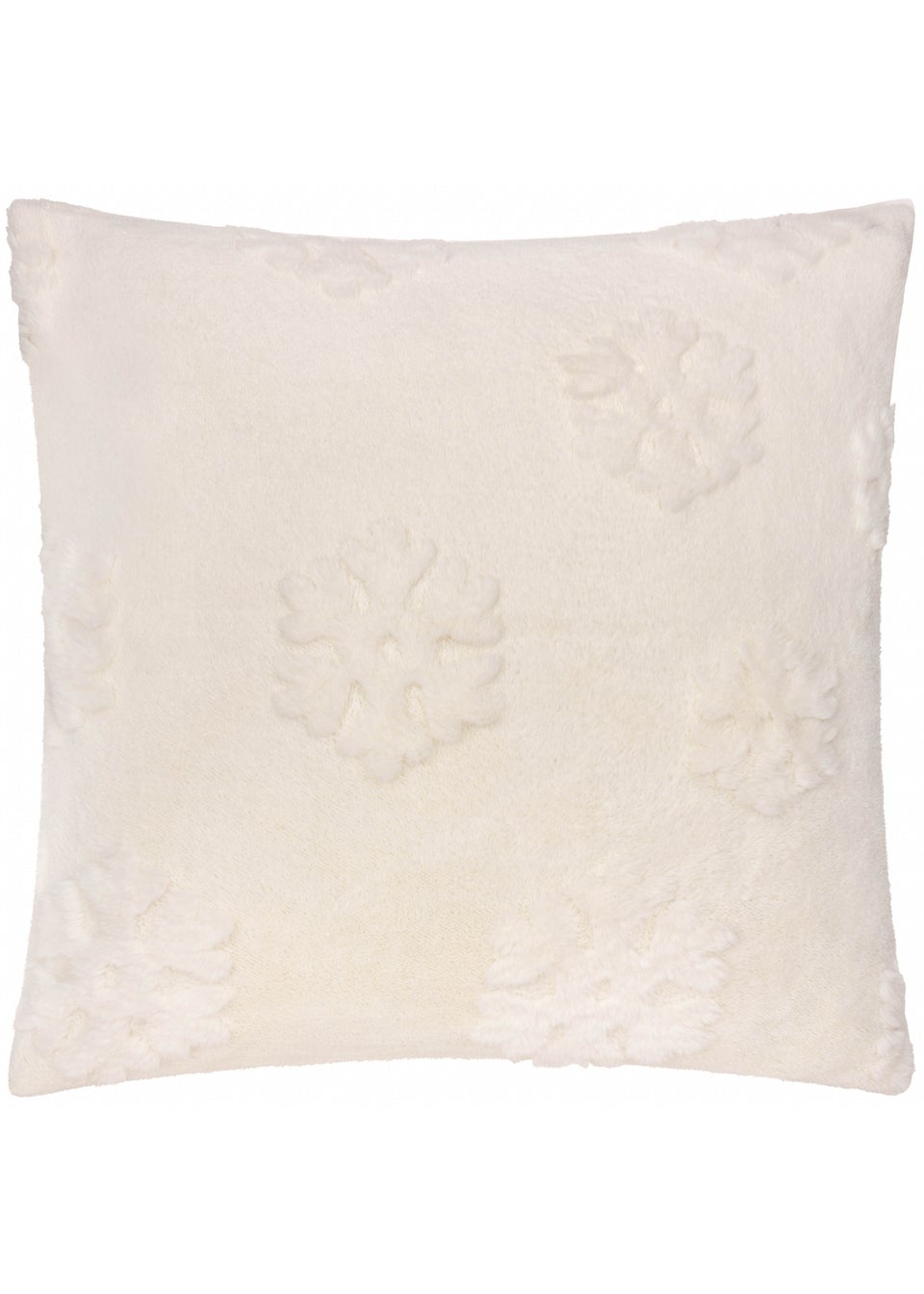 Furn Snowflakes Faux Fur Snow White Cushion