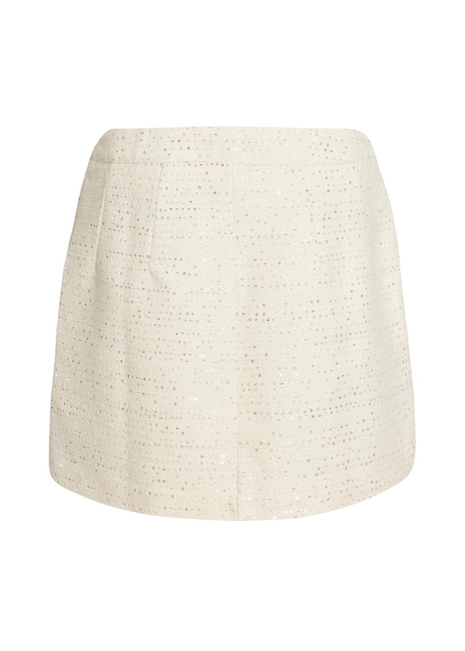 Quiz Cream Boucle Sequin Mini Skirt
