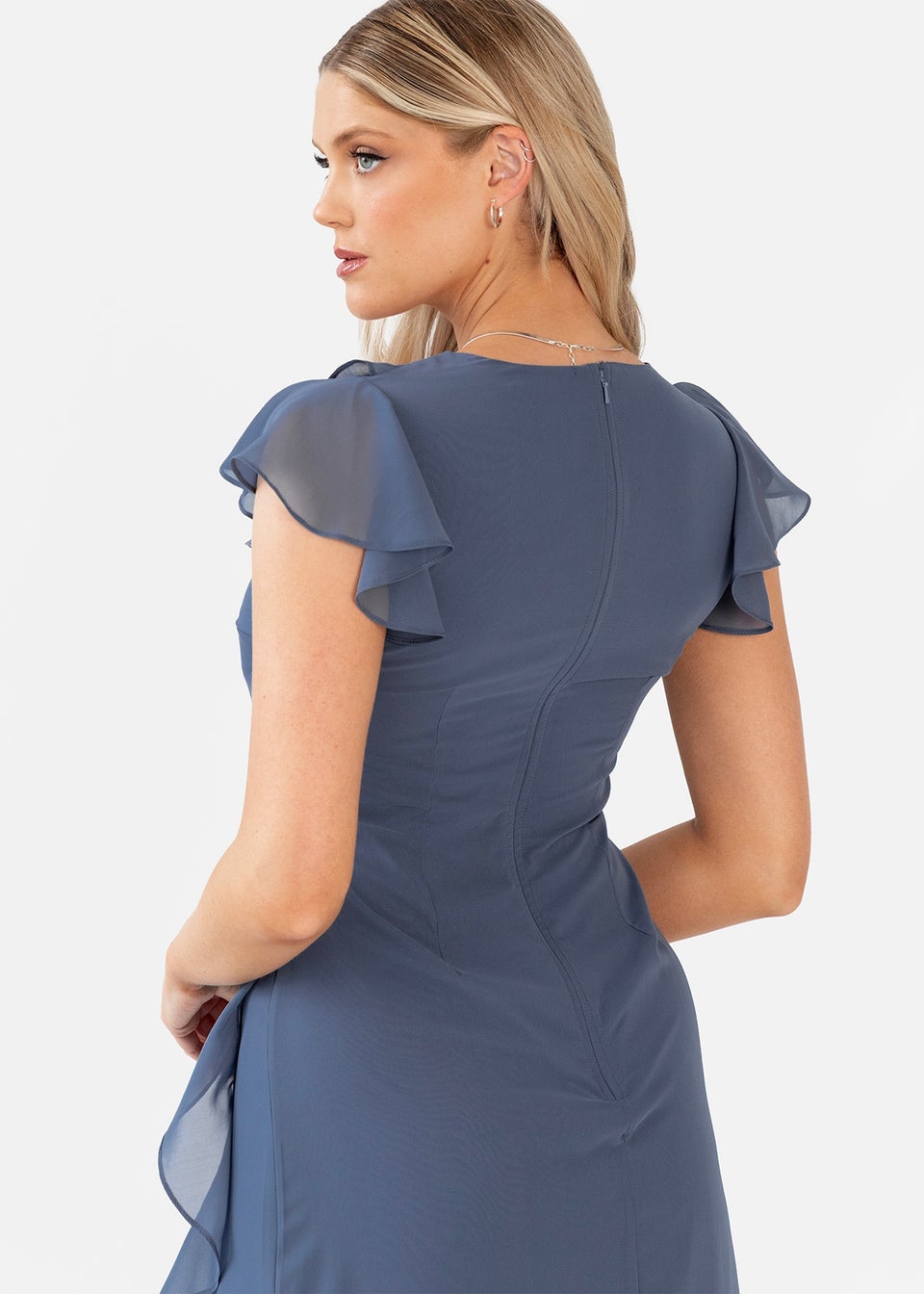 Anaya With Love Vintage Indigo Waterfall Ruffle Maxi Dress
