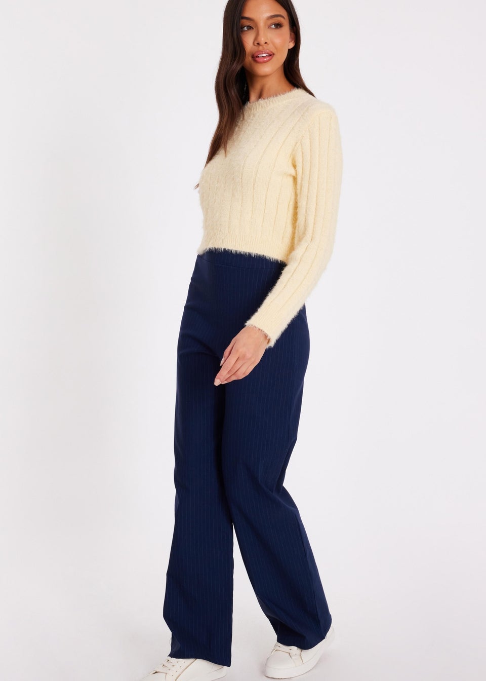 Quiz Yellow Knit Cropped Jumper