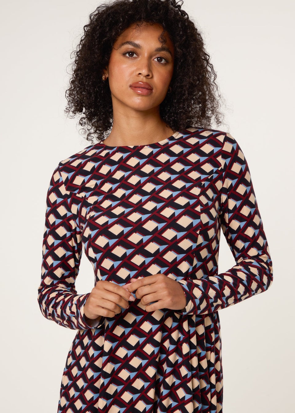 Blue Vanilla Multi Crew Neck Mini Dress