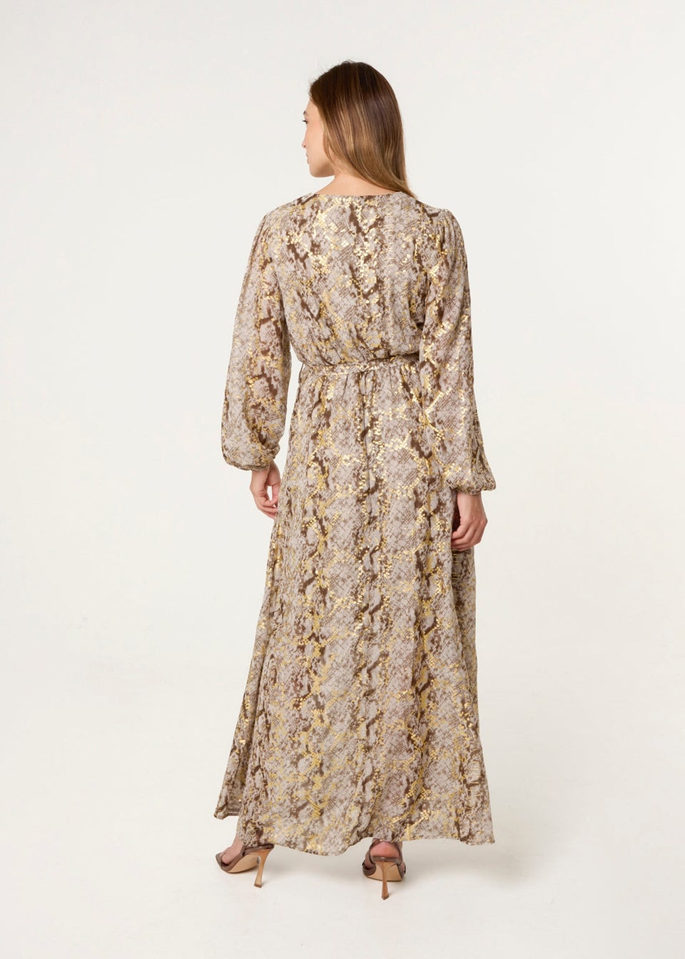Blue Vanilla Gold Snake Print Long Dress