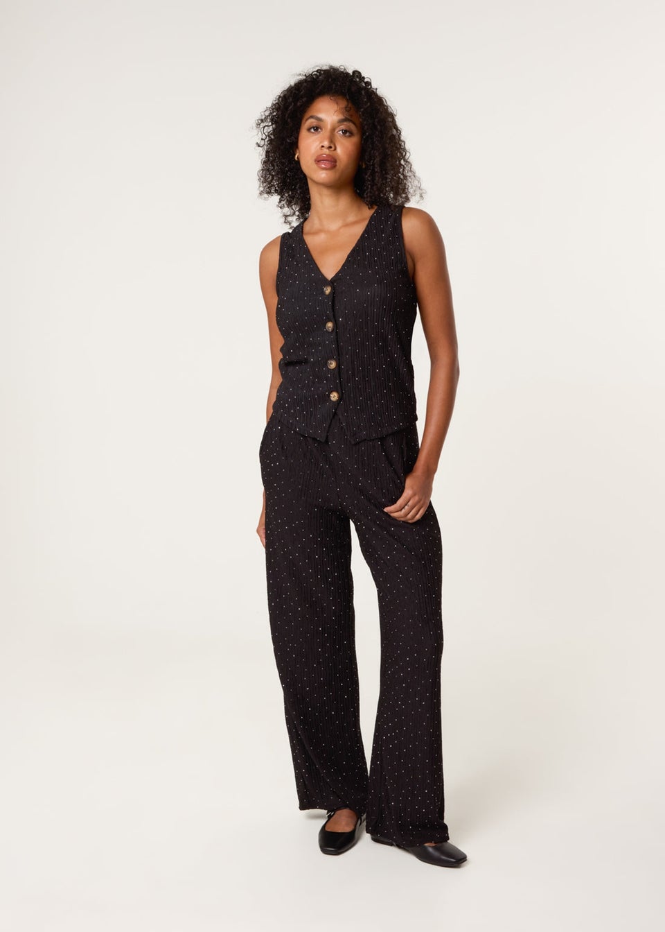 Blue Vanilla Black Rhinestone Waistcoat & Trouser Set
