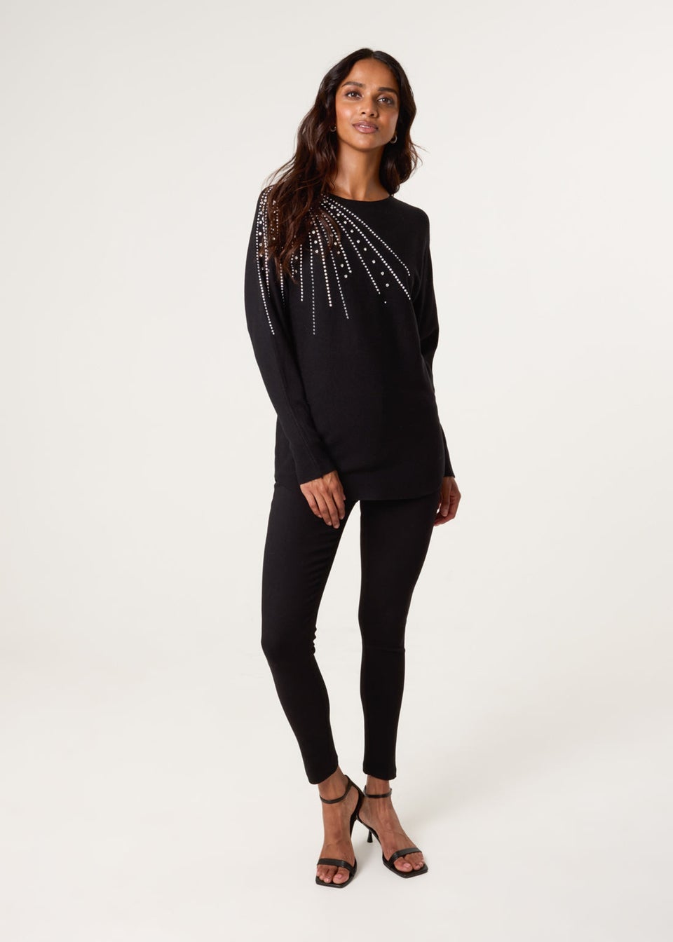 Blue Vanilla Black Jumper With Shoulder Embellishment