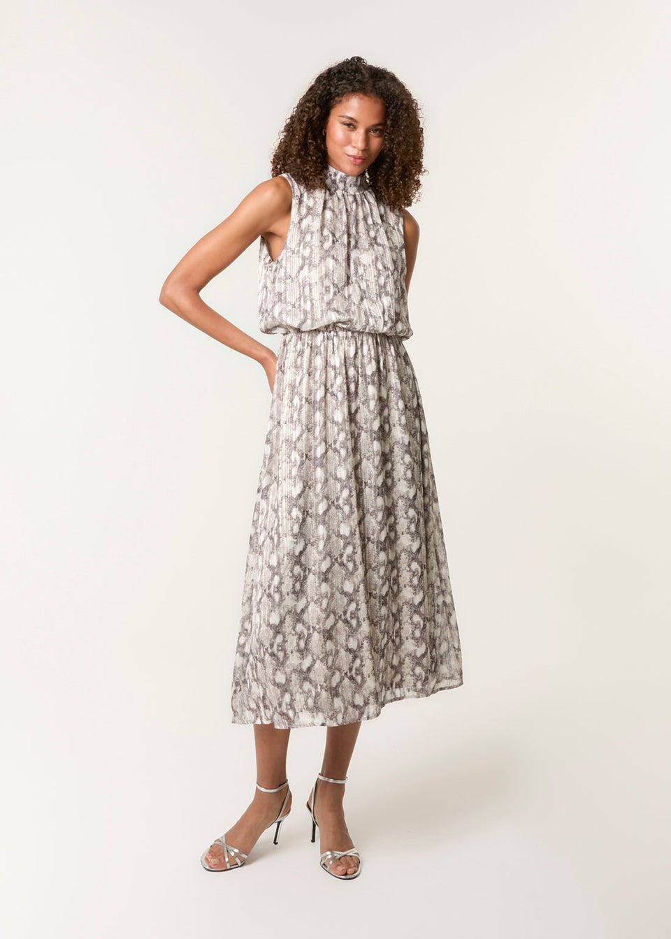 Blue Vanilla Grey Snake Print Diamante Dress